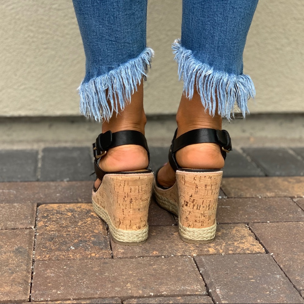Leather Cork Espadrille Platform Wedge Sandal - Picture 6 of 8